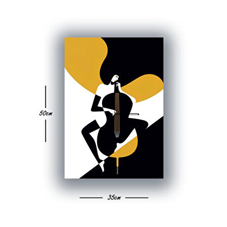 kadın çello baskılı kanvas duvar tablosu