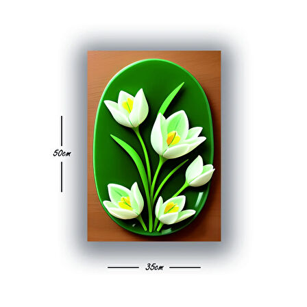 beyaz çiçek baskılı kanvas duvar tablosu