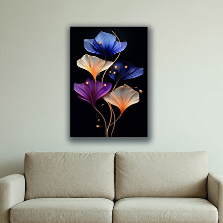 renkli çiçekler baskılı kanvas duvar tablosu