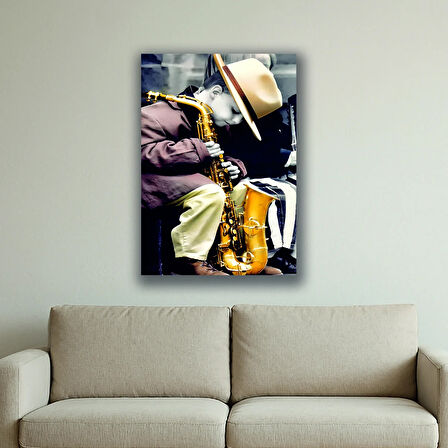 çoçuk jazz muzik baskılı kanvas duvar tablosu