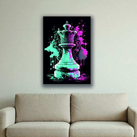 şah mat satranç baskılı kanvas duvar tablosu