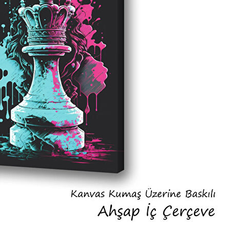 şah mat satranç baskılı kanvas duvar tablosu