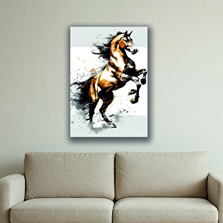 şahlanan at baskılı kanvas duvar tablosu