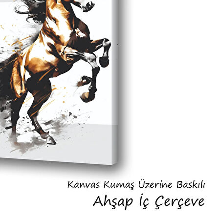şahlanan at baskılı kanvas duvar tablosu