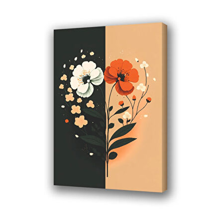 çiçek baskılı kanvas duvar tablosu
