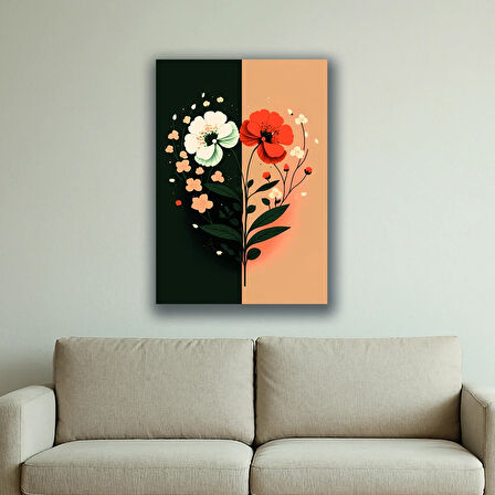 çiçek baskılı kanvas duvar tablosu