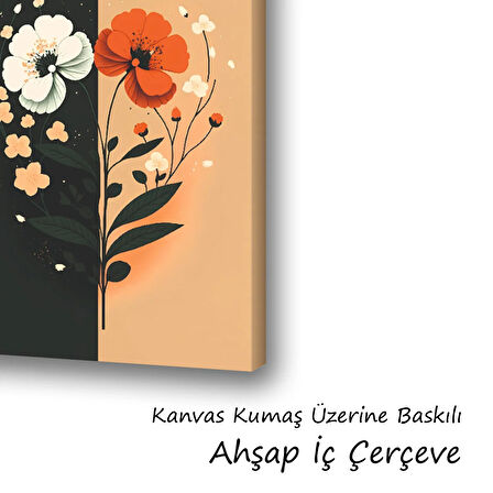 çiçek baskılı kanvas duvar tablosu