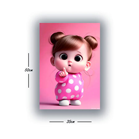 Şaşkın kız çocuk baskılı kanvas duvar tablosu