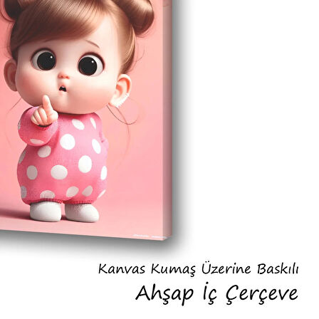 Şaşkın kız çocuk baskılı kanvas duvar tablosu