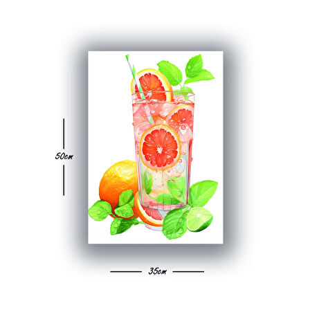 portakallı bardaktaki içecek baskılı kanvas duvar tablosu