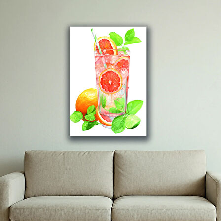 portakallı bardaktaki içecek baskılı kanvas duvar tablosu