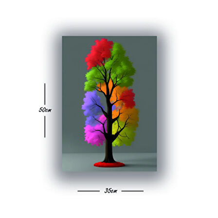 renkli ağaç baskılı kanvas duvar tablosu