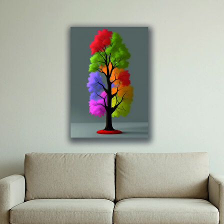renkli ağaç baskılı kanvas duvar tablosu