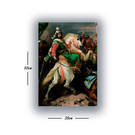 Eski zaman at üzerinde kılınçlı baskılı kanvas duvar tablosu