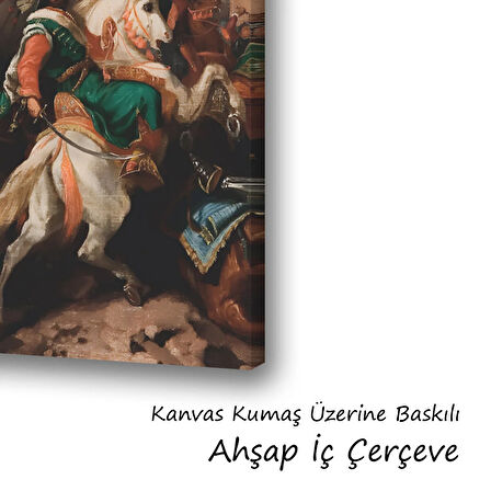 Eski zaman at üzerinde kılınçlı baskılı kanvas duvar tablosu