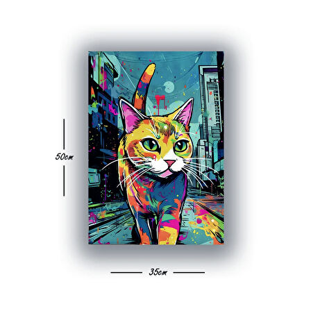 sokak kedisi baskılı kanvas duvar tablosu
