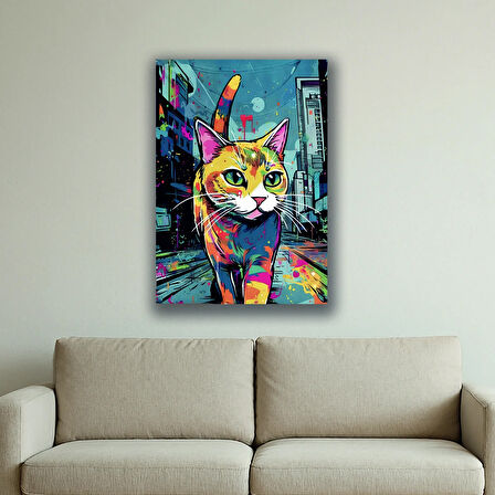 sokak kedisi baskılı kanvas duvar tablosu