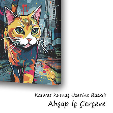 sokak kedisi baskılı kanvas duvar tablosu