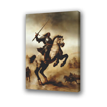 şovalye at üzerinde baskılı kanvas duvar tablosu