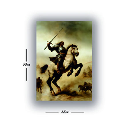 şovalye at üzerinde baskılı kanvas duvar tablosu