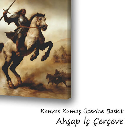 şovalye at üzerinde baskılı kanvas duvar tablosu