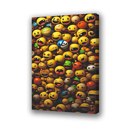 sarı toplar surat ifadesi baskılı kanvas duvar tablosu