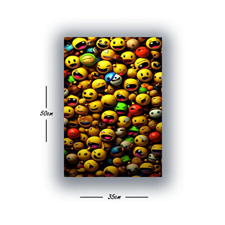 sarı toplar surat ifadesi baskılı kanvas duvar tablosu