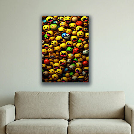 sarı toplar surat ifadesi baskılı kanvas duvar tablosu