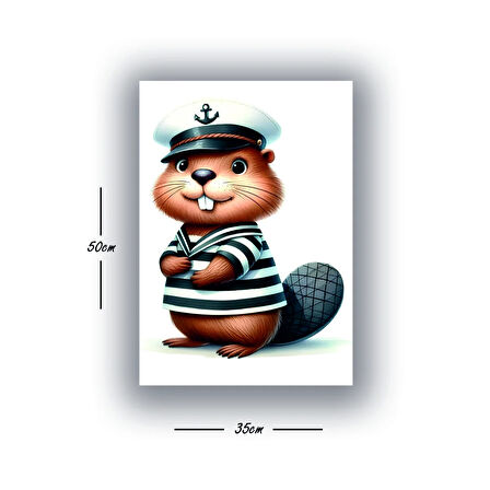 denizci sincap baskılı kanvas duvar tablosu