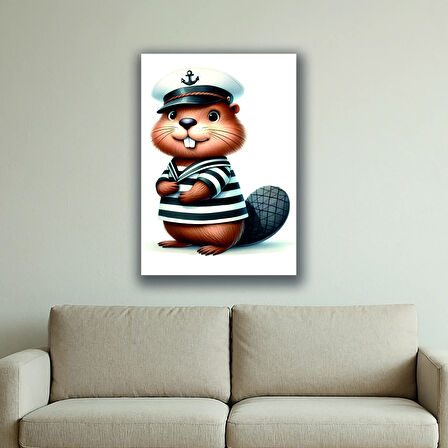 denizci sincap baskılı kanvas duvar tablosu