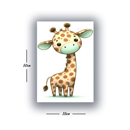 sevimli zürafa baskılı kanvas duvar tablosu