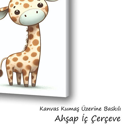 sevimli zürafa baskılı kanvas duvar tablosu