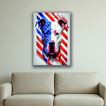 amerikan bulldog baskılı kanvas duvar tablosu