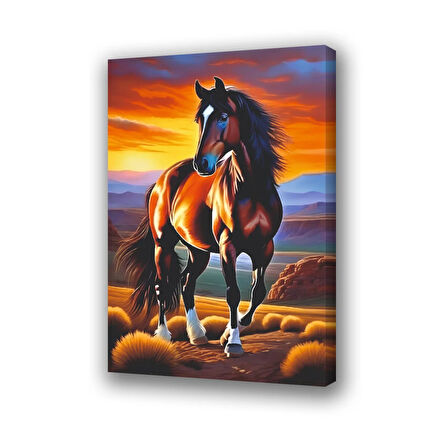 at doğa manzara baskılı kanvas duvar tablosu