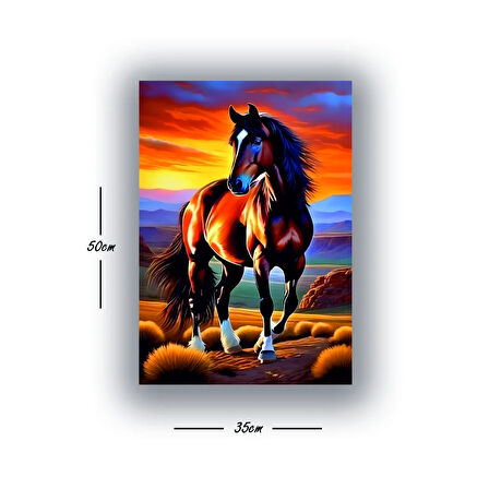 at doğa manzara baskılı kanvas duvar tablosu