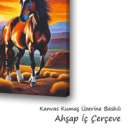 at doğa manzara baskılı kanvas duvar tablosu