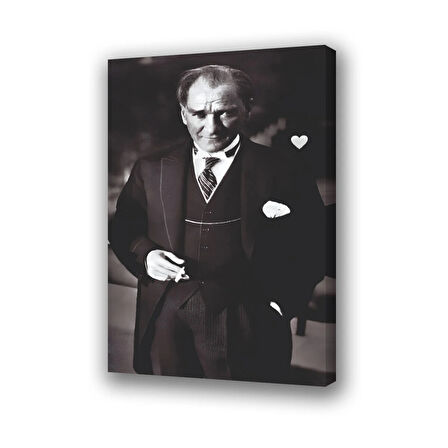 atatürk takım elbiseli baskılı kanvas duvar tablosu
