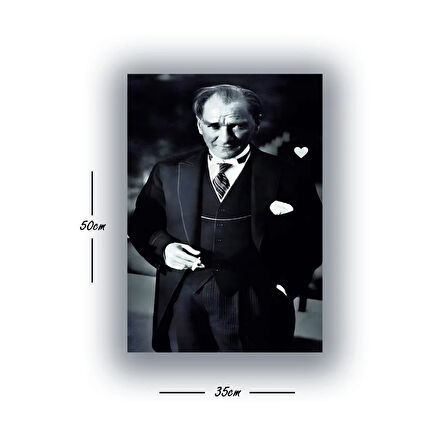 atatürk takım elbiseli baskılı kanvas duvar tablosu