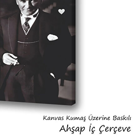 atatürk takım elbiseli baskılı kanvas duvar tablosu