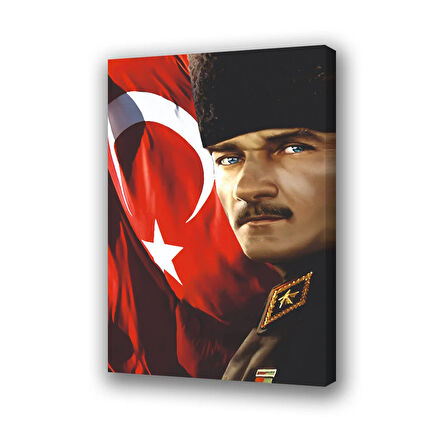 atatürk ayyıldız bayraklı baskılı kanvas duvar tablosu