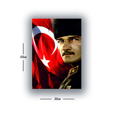 atatürk ayyıldız bayraklı baskılı kanvas duvar tablosu