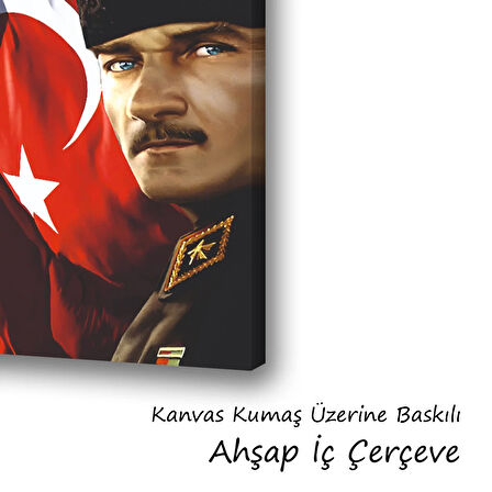 atatürk ayyıldız bayraklı baskılı kanvas duvar tablosu