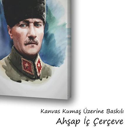 baş komutan atatürk baskılı kanvas duvar tablosu