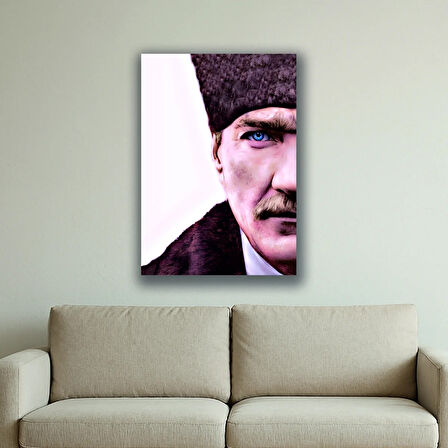 atatürk mavi gözler baskılı kanvas duvar tablosu