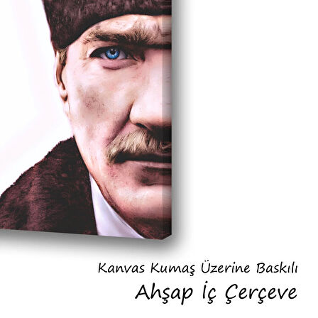 atatürk mavi gözler baskılı kanvas duvar tablosu