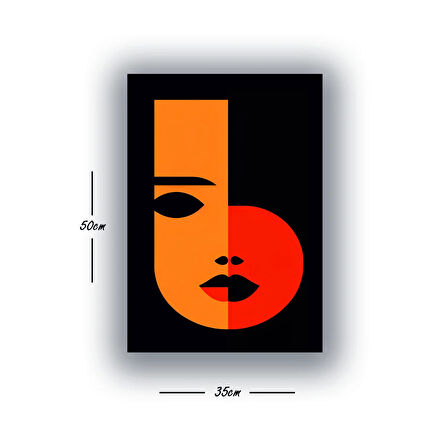 b harf kadın baskılı kanvas duvar tablosu