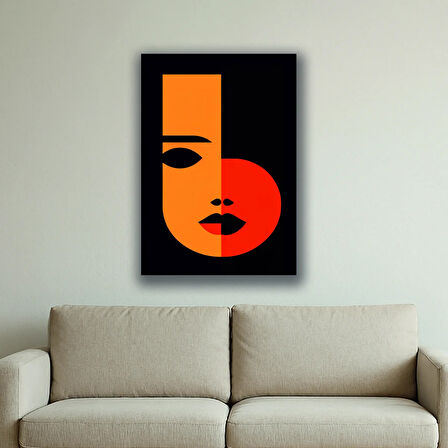 b harf kadın baskılı kanvas duvar tablosu