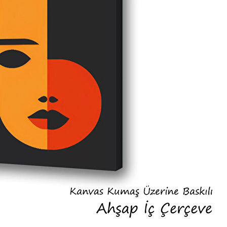 b harf kadın baskılı kanvas duvar tablosu