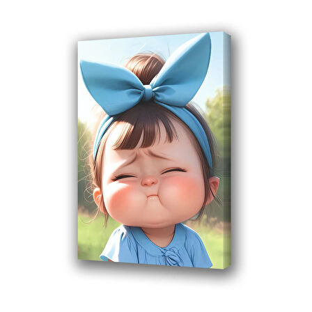 tombul yanaklı kız çocuğu baskılı kanvas duvar tablosu