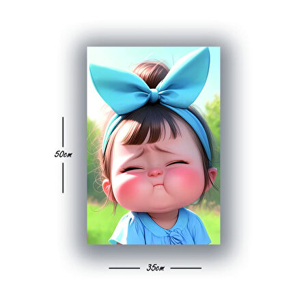 tombul yanaklı kız çocuğu baskılı kanvas duvar tablosu